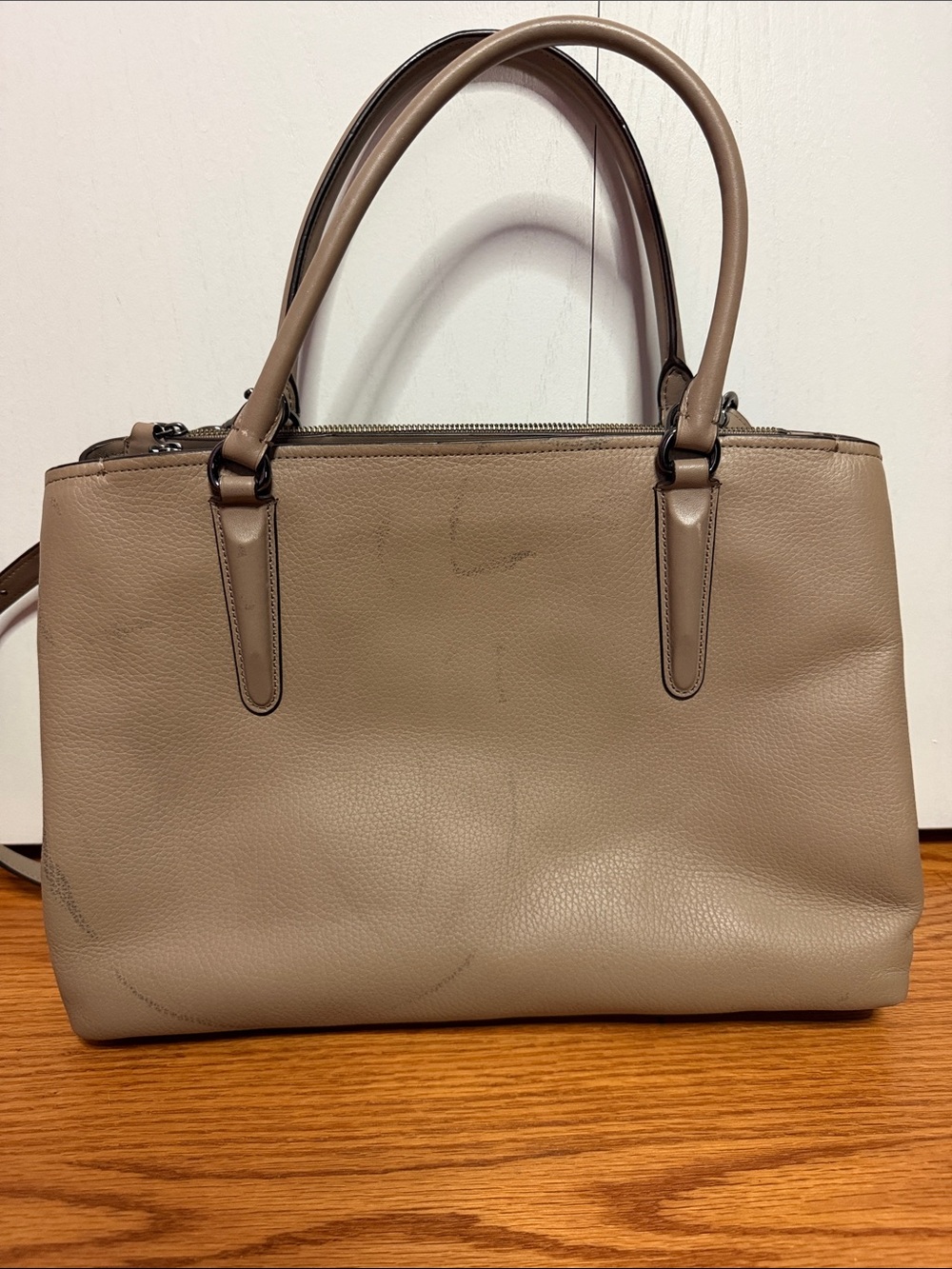 Coach Taupe Leather Satchel with Removable Strap - Picture 2 of 6